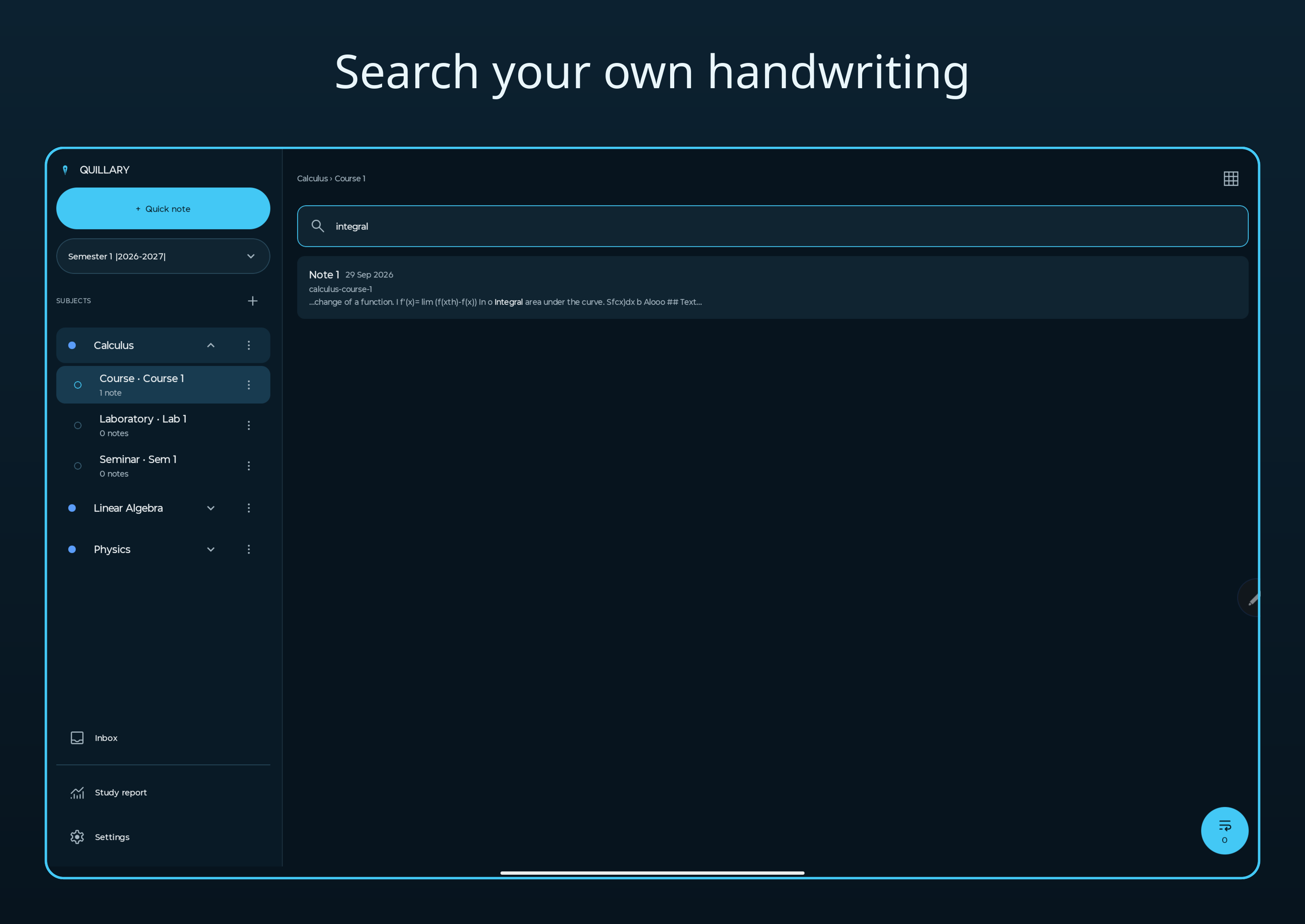 Searching handwritten notes like text